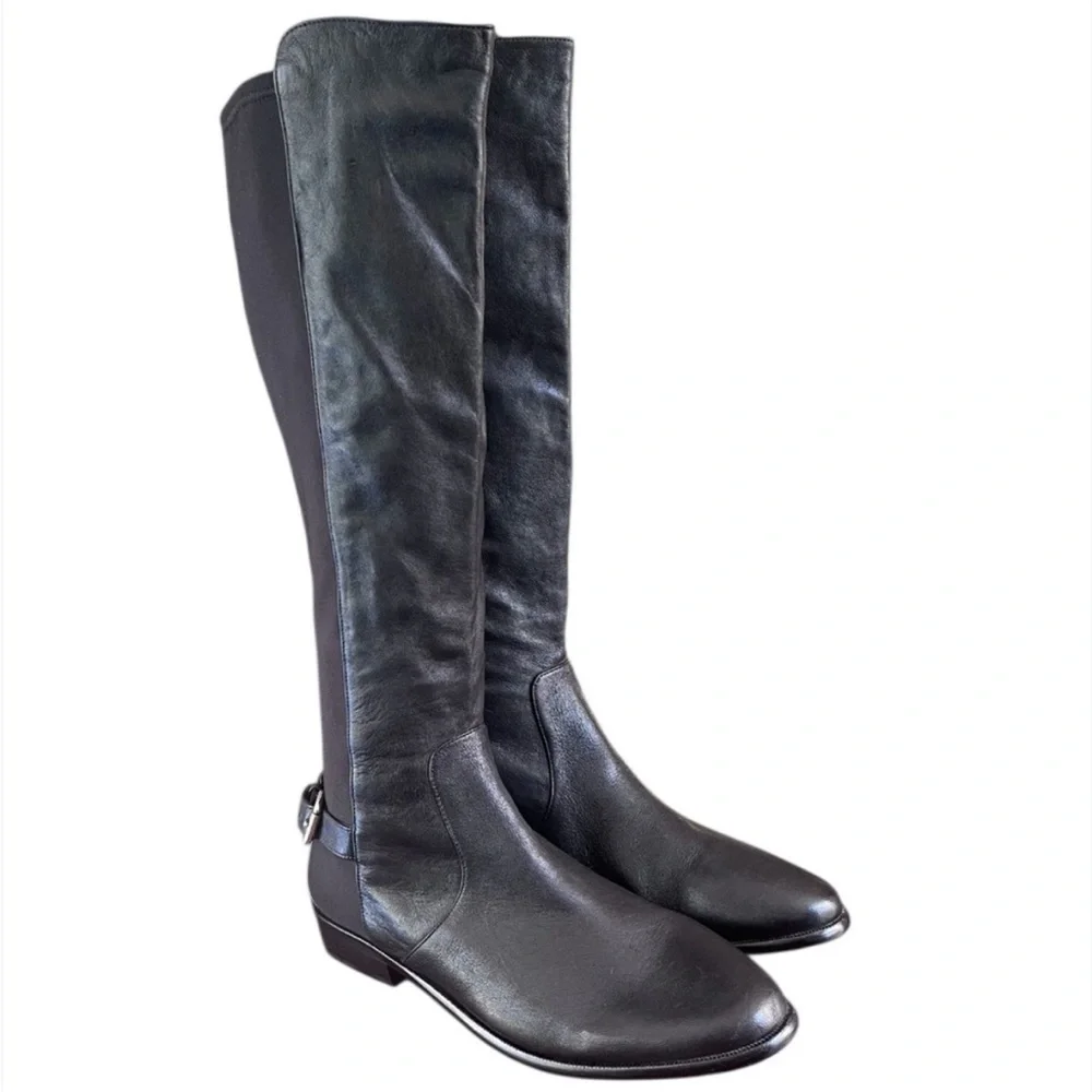 Coach Liza Womens Round Toe Leather Black Knee High Boot